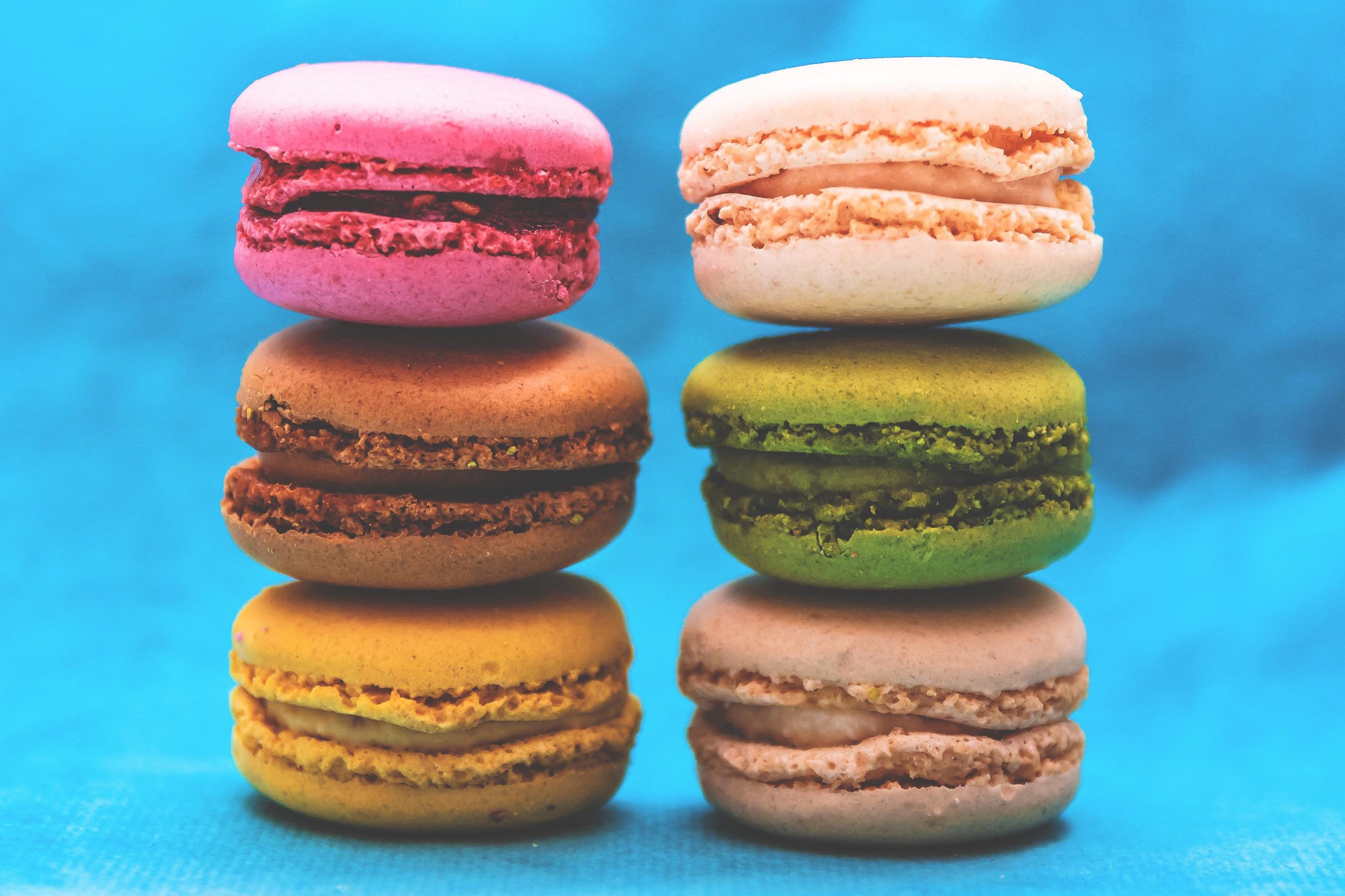 Example hero photography — a colorful stack of macarons